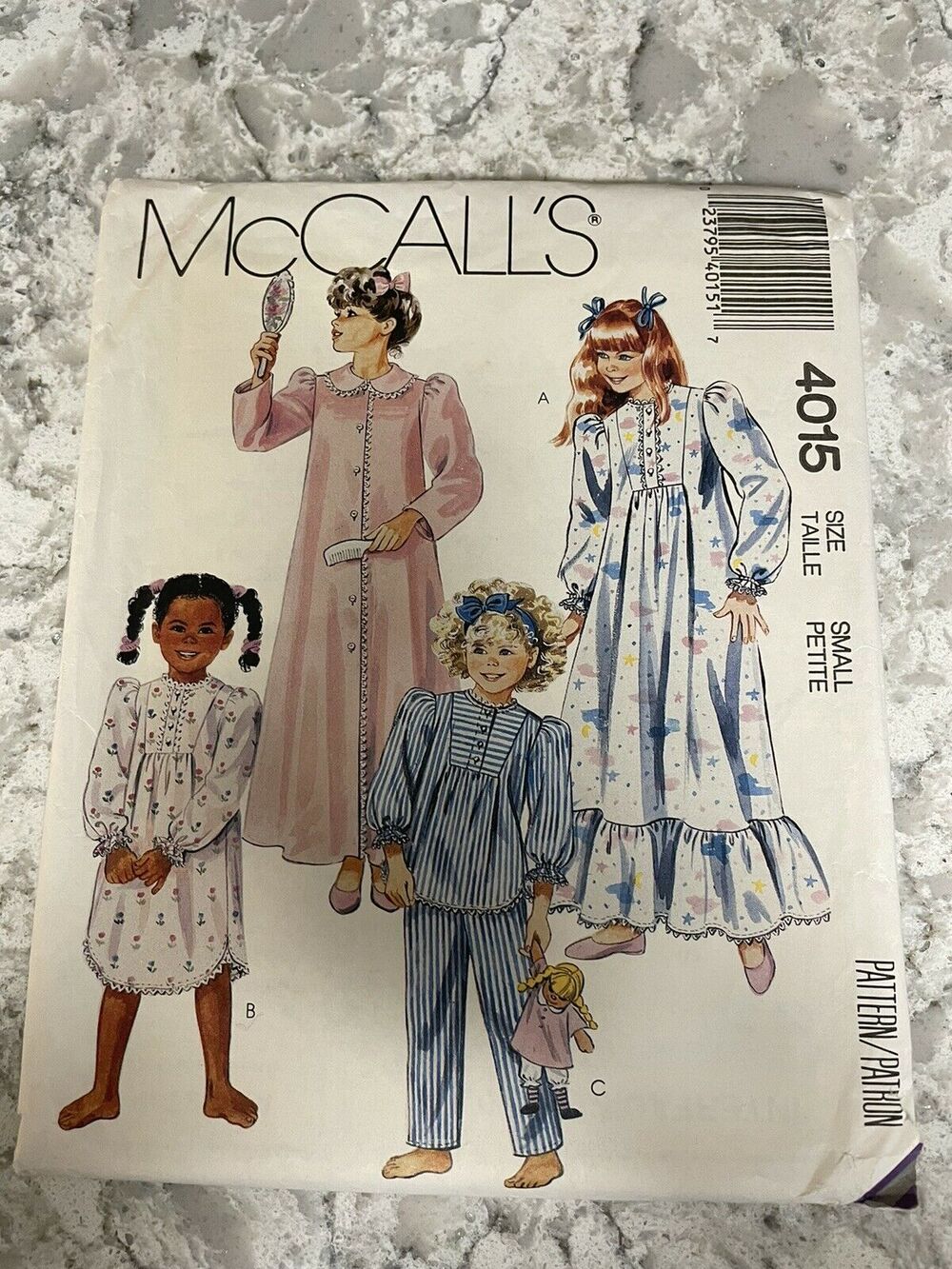 McCall's 4016 Pattern Girls' size Small Pajamas and Nightgown And Robe 1988 Cut